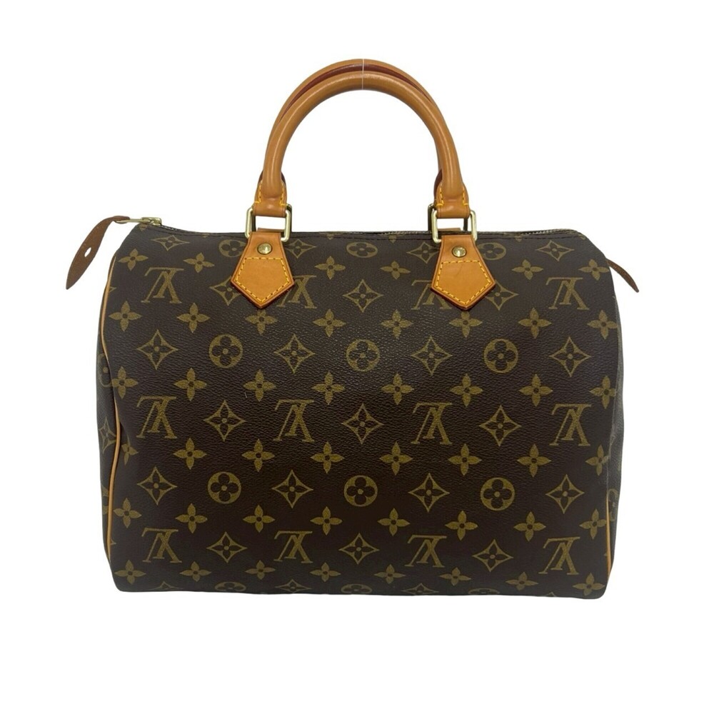 LOUIS VUITTON Vintage Brown Monogram Leather Speedy 30 Boston Bag